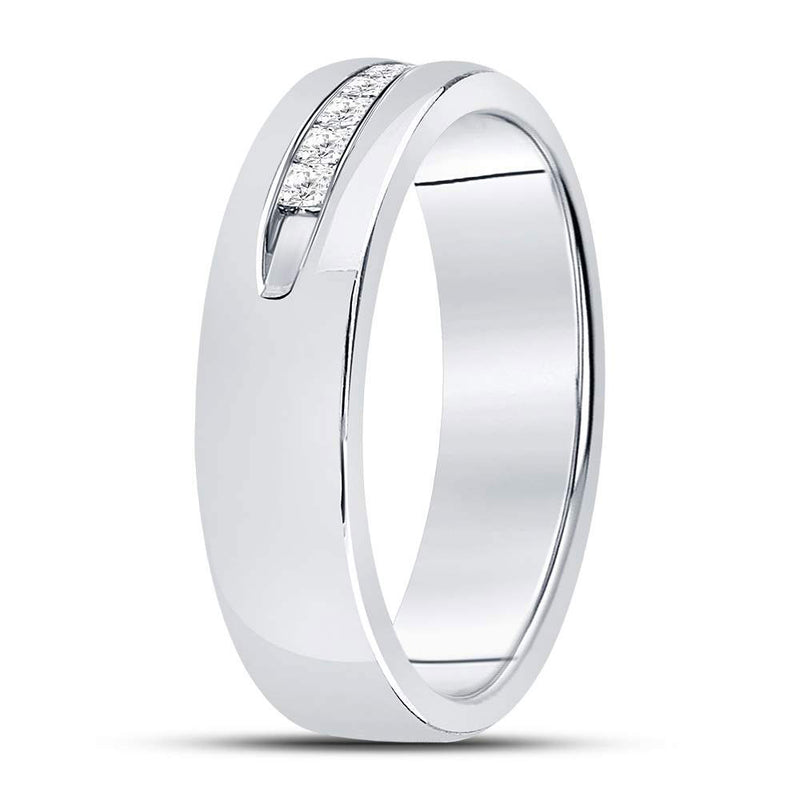 14kt White Gold Mens Princess Diamond Wedding Band Ring 1/4 Cttw