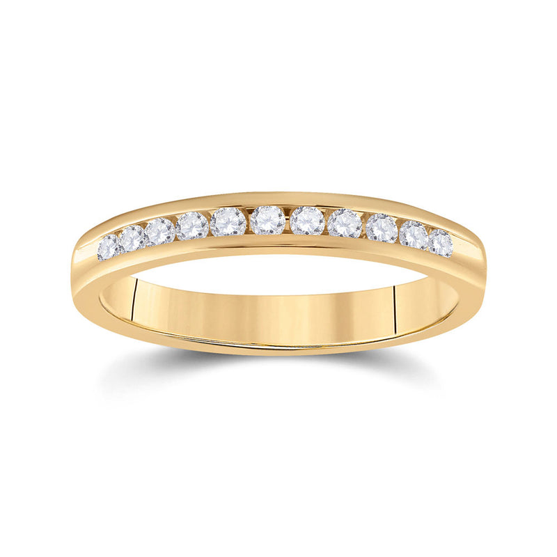 14kt Yellow Gold Womens Round Diamond Wedding Band 1/4 Cttw