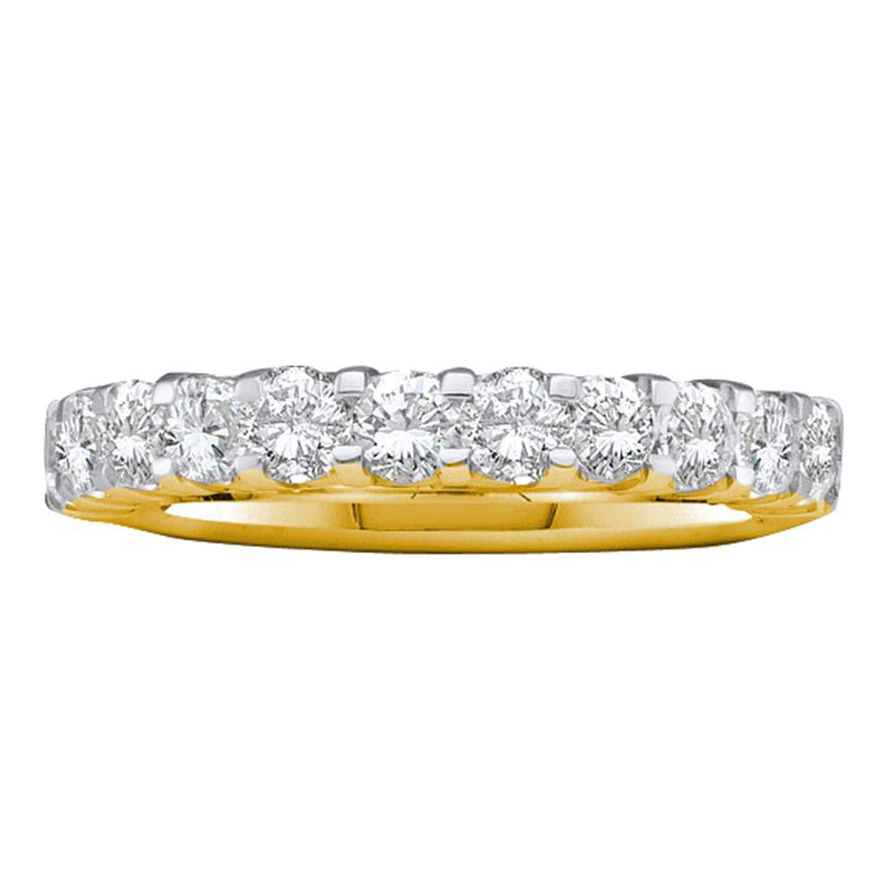 14kt Yellow Gold Womens Machine Set Round Diamond Wedding Band 1 Cttw