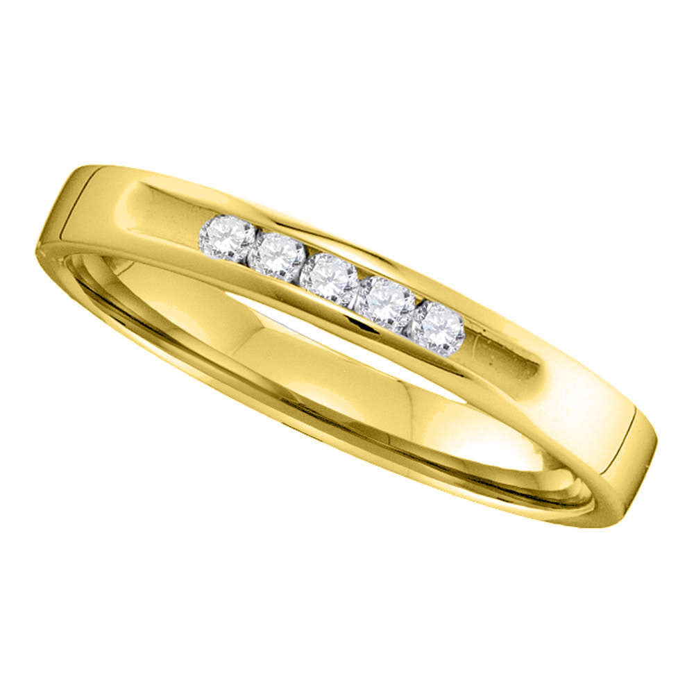 14kt Yellow Gold Womens Round Diamond Wedding Single Row Band 1/8 Cttw