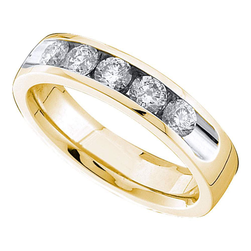 14kt Yellow Gold Womens Round Channel-set Diamond Single Row Wedding Band 1/2