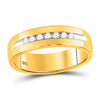 14kt Yellow Gold Mens Machine Set Round Diamond Wedding Channel Band Ring 1/4 Cttw