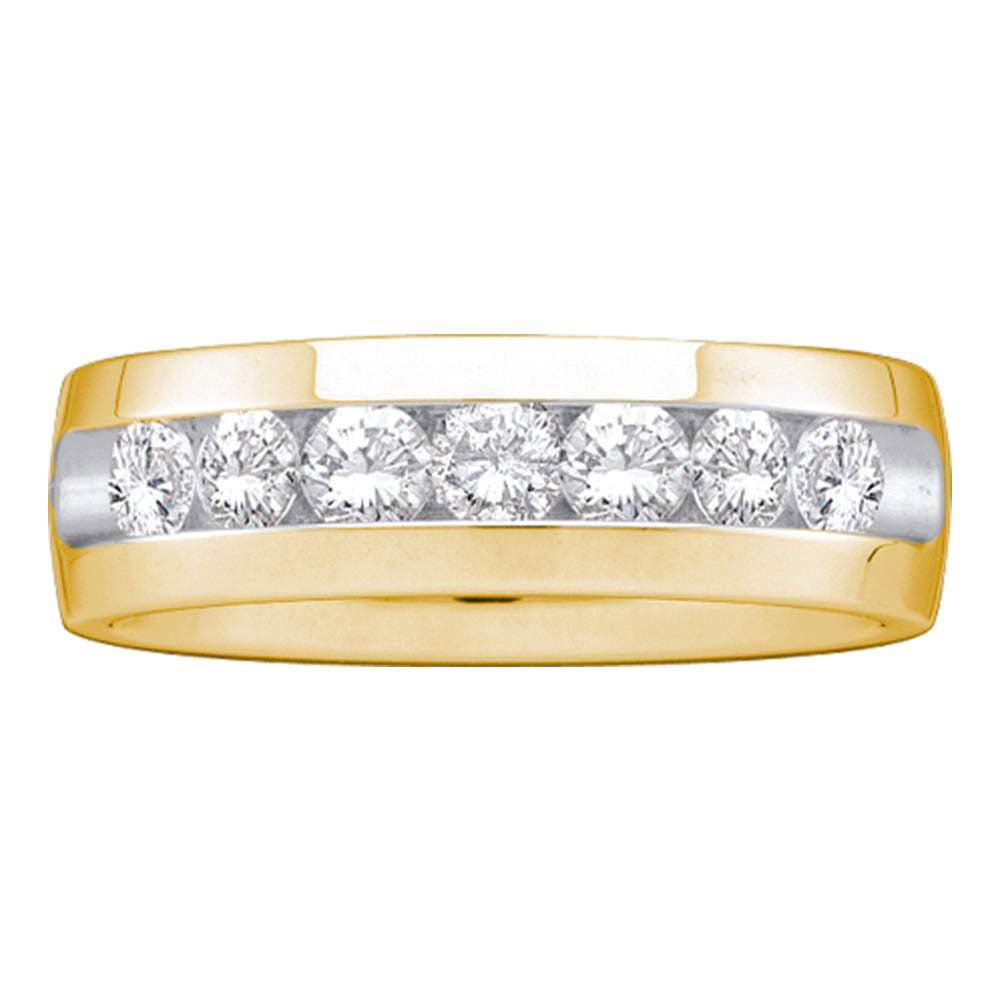 14k Yellow Gold Mens Round Diamond Channel-set Wedding Anniversary Band 1 Cttw