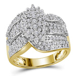 10kt Yellow Gold Womens Round Prong-set Diamond Oval Cluster Ring 3/4 Cttw