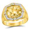 10kt Yellow Gold Mens Round Diamond Eagle Cluster Ring 1/4 Cttw