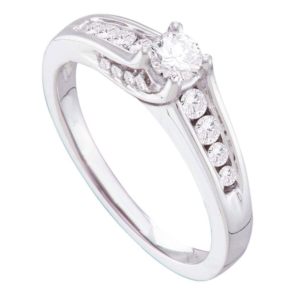 14kt White Gold Round Diamond Solitaire Bridal Wedding Engagement Ring 1/2 Cttw