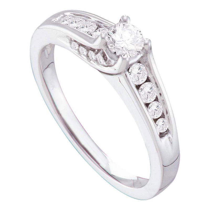 14kt White Gold Round Diamond Solitaire Bridal Wedding Engagement Ring 1/2 Cttw