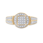 10kt Yellow Gold Womens Round Diamond Circle Frame Cluster Ring 1/5 Cttw