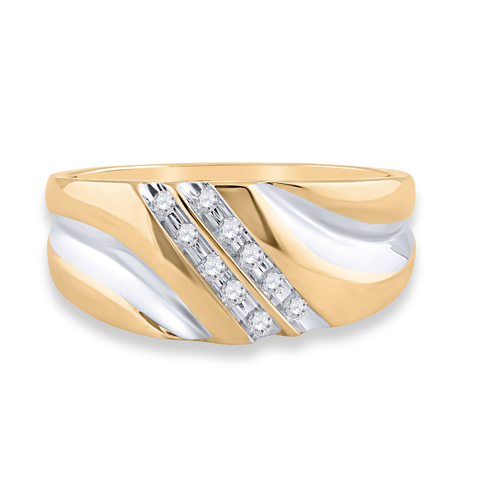 14kt Yellow Gold Mens Round Diamond Wedding Band Ring 1/8 Cttw