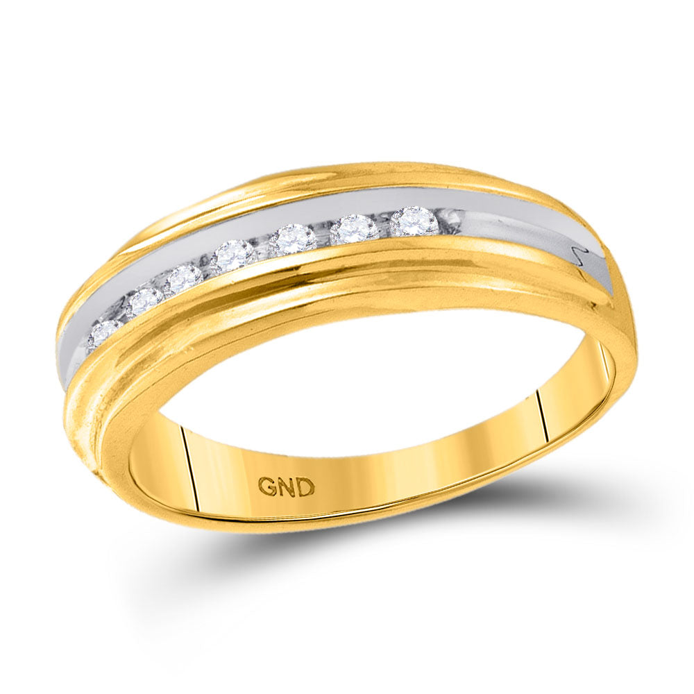 14k Yellow Gold Mens Round Channel-Set Diamond Wedding Anniversary Band Ring 1/4 Cttw