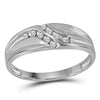 10kt White Gold Mens Round Diamond Double Row Slender Wedding Band 1/8 Cttw