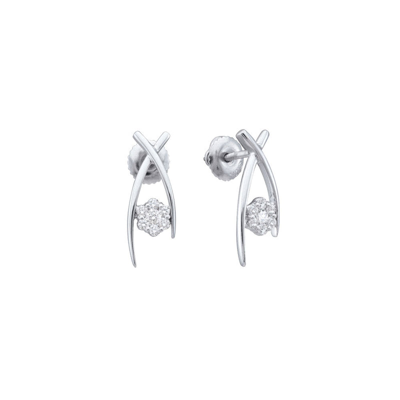 10kt White Gold Womens Round Diamond Cluster Earrings 1/4 Cttw