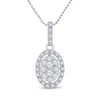 14kt White Gold Womens Round Diamond Oval Cluster Pendant 1/2 Cttw