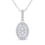 14kt White Gold Womens Round Diamond Oval Cluster Pendant 1/2 Cttw