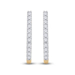 14kt Yellow Gold Womens Round Diamond Hoop Earrings 1/4 Cttw