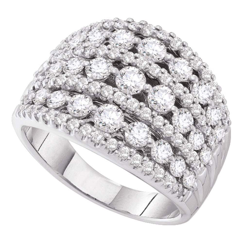 14kt White Gold Womens Round Diamond Symmetrical Fashion Band Ring 2 Cttw