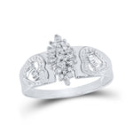 Sterling Silver Womens Round Diamond Heart Mom Cluster Ring 1/8 Cttw