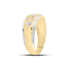 Yellow-tone Sterling Silver Mens Round Diamond Cross Wedding Band Ring 1/20 Cttw