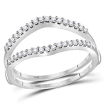 14kt White Gold Womens Round Diamond Ring Guard Wrap Enhancer Wedding Band 1/4 Cttw