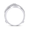 14kt White Gold Womens Round Diamond Ring Guard Wrap Enhancer Wedding Band 1/2 Cttw