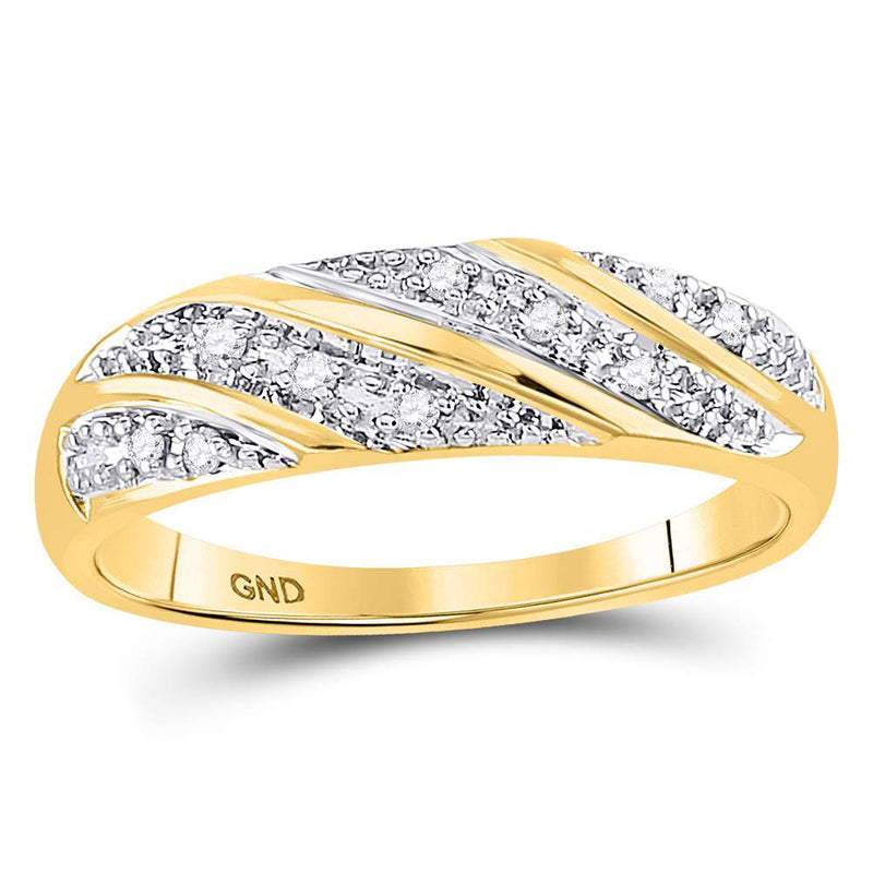 10kt Yellow Gold His Hers Round Diamond Square Matching Wedding Set 1/3 Cttw