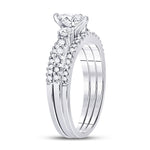 14kt White Gold Marquise Diamond 3-Piece Bridal Wedding Ring Band Set 1 Cttw