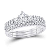 14kt White Gold Marquise Diamond 3-Piece Bridal Wedding Ring Band Set 1 Cttw