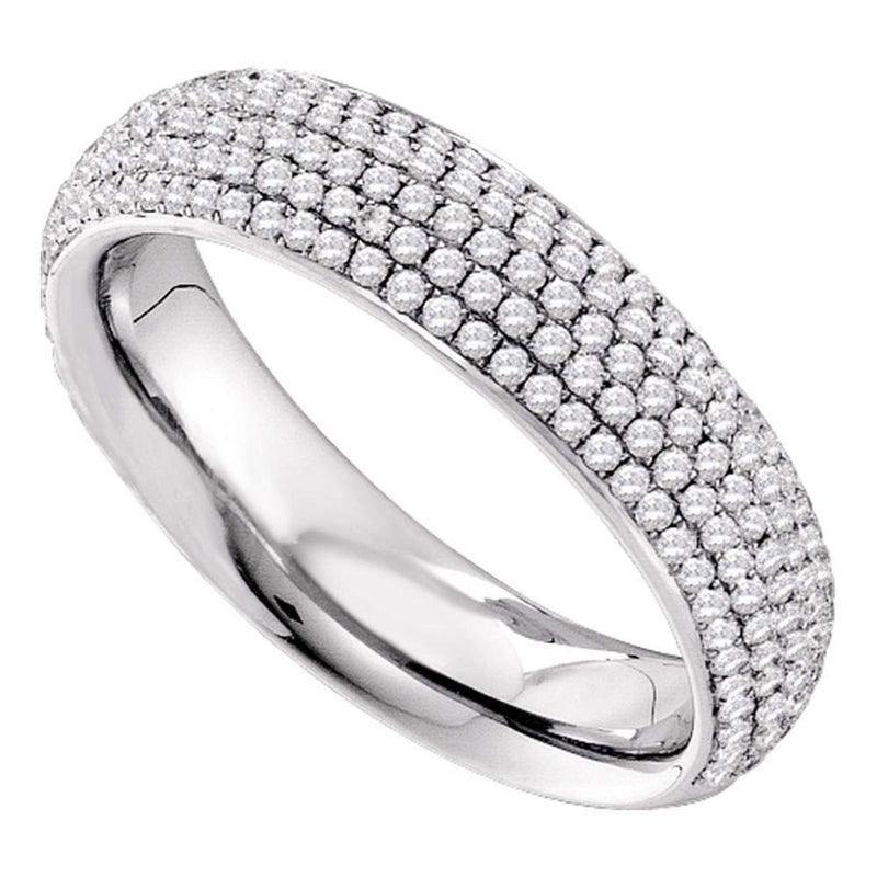 14kt White Gold Womens Round Pave-set Diamond Wedding Band 3/4 Cttw