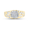 Yellow-tone Sterling Silver Mens Round Diamond Cluster Ring 1/20 Cttw