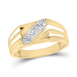 Yellow-tone Sterling Silver Mens Round Diamond Band Ring 1/10 Cttw