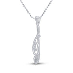 10kt White Gold Womens Round Diamond Treble Clef Music Note Pendant 1/20 Cttw