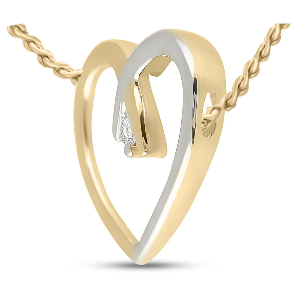 10kt Two-tone Gold Womens Round Diamond Heart Pendant .03 Cttw