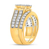 14kt Yellow Gold Princess Diamond Bridal Wedding Ring Band Set 1-1/3 Cttw