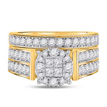 14kt Yellow Gold Princess Diamond Bridal Wedding Ring Band Set 1-1/3 Cttw