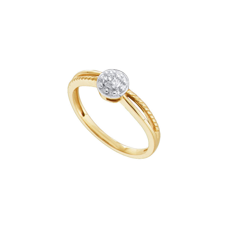 10kt Yellow Gold Womens Round Diamond Solitaire Promise Ring 1/20 Cttw