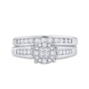 14kt White Gold Princess Diamond Bridal Wedding Ring Band Set 1/2 Cttw