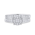 14kt White Gold Princess Diamond Bridal Wedding Ring Band Set 1/2 Cttw