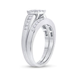 14kt White Gold Princess Diamond Bridal Wedding Ring Band Set 1/2 Cttw