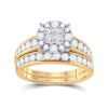 14kt Yellow Gold Princess Diamond Bridal Wedding Ring Band Set 1-3/8 Cttw