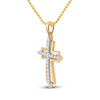 10kt Yellow Gold Womens Round Diamond Cross Outline Religious Pendant 1/4 Cttw