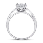 14kt White Gold Princess Diamond Cluster Bridal Wedding Engagement Ring 1/4 Cttw