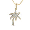 10kt Yellow Gold Womens Round Diamond Palm Tree Nautical Pendant 1/10 Cttw