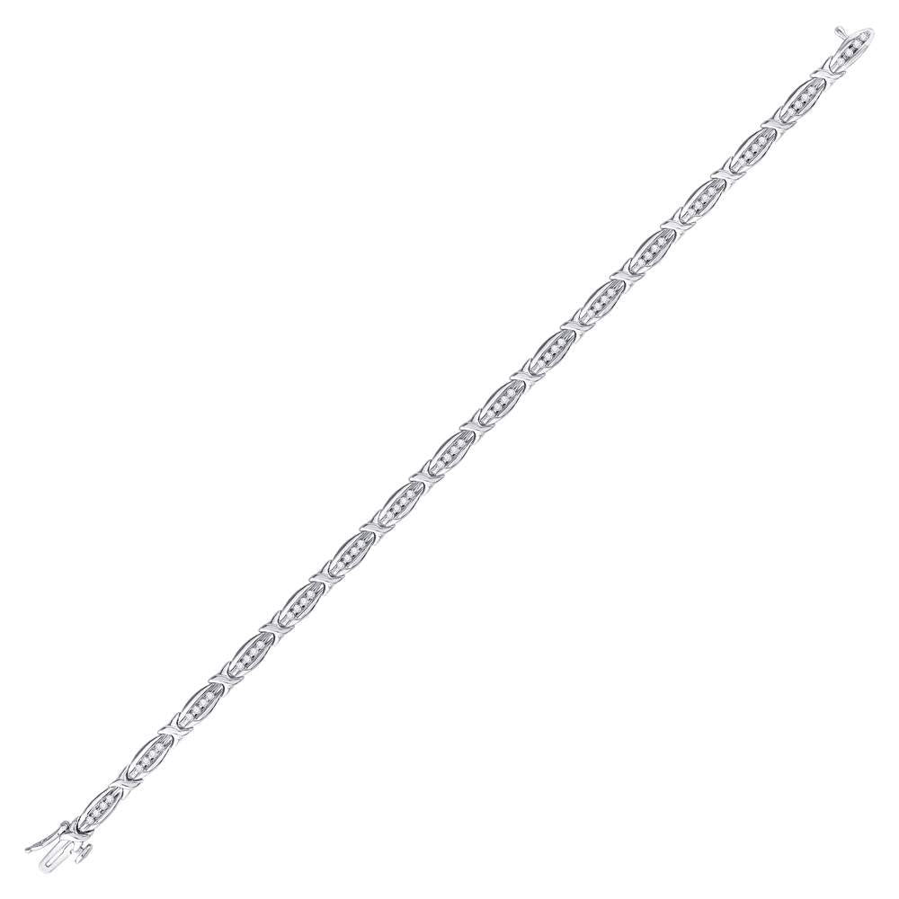 10kt White Gold Womens Round Diamond X Link Fashion Bracelet 1/2 Cttw