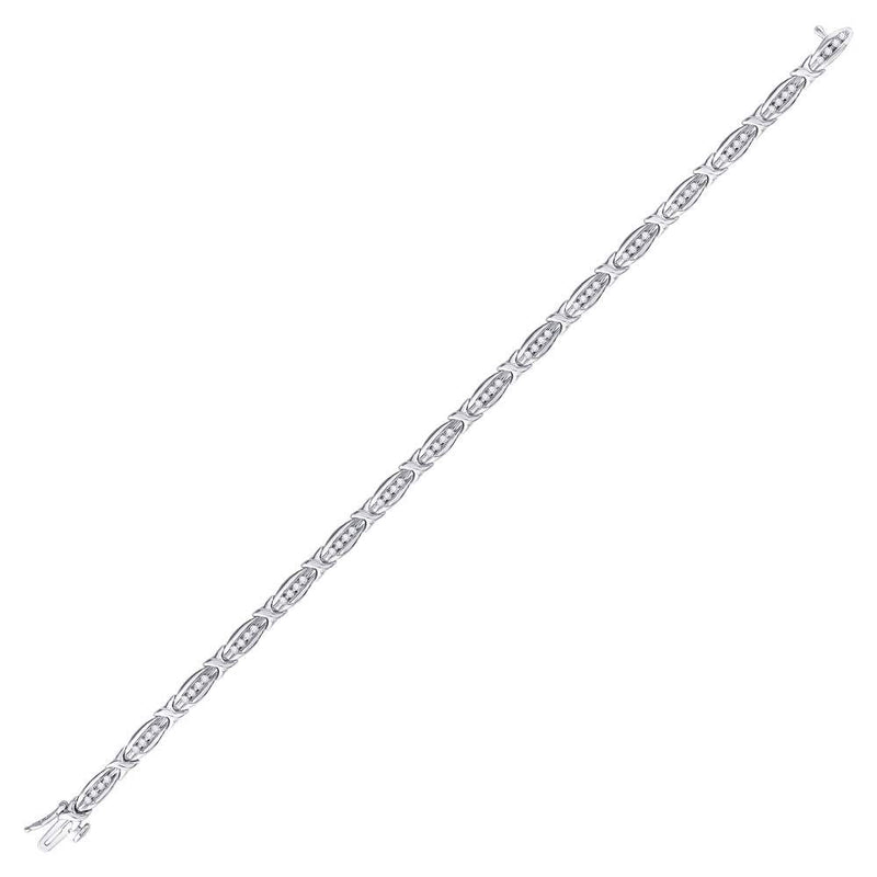 10kt White Gold Womens Round Diamond X Link Fashion Bracelet 1/2 Cttw