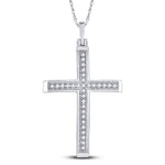 10kt White Gold Womens Round Diamond Cross Pendant 1/12 Cttw