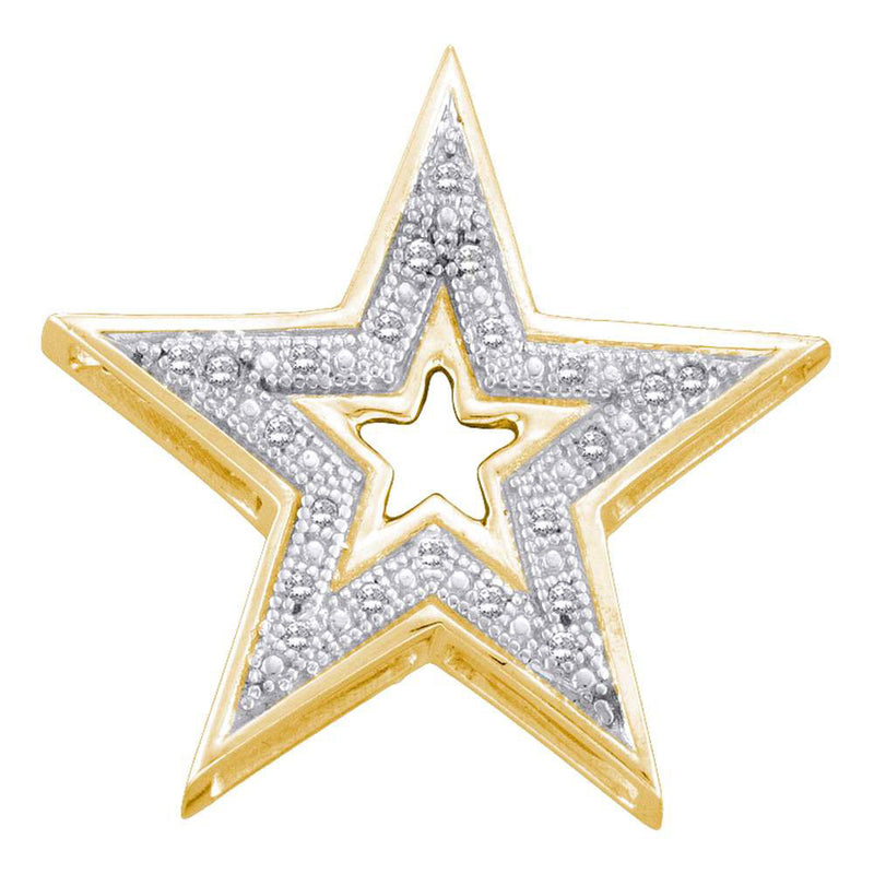 10kt Yellow Gold Womens Round Diamond Simple Star Cutout Pendant 1/20 Cttw