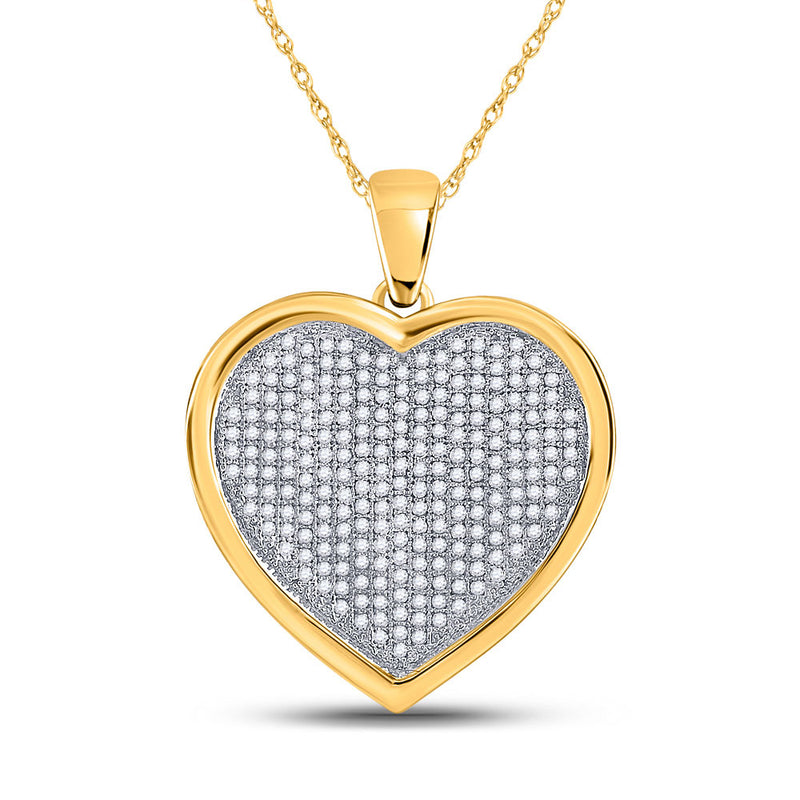 10kt Yellow Gold Womens Round Diamond Heart Cluster Charm Pendant 3/4 Cttw