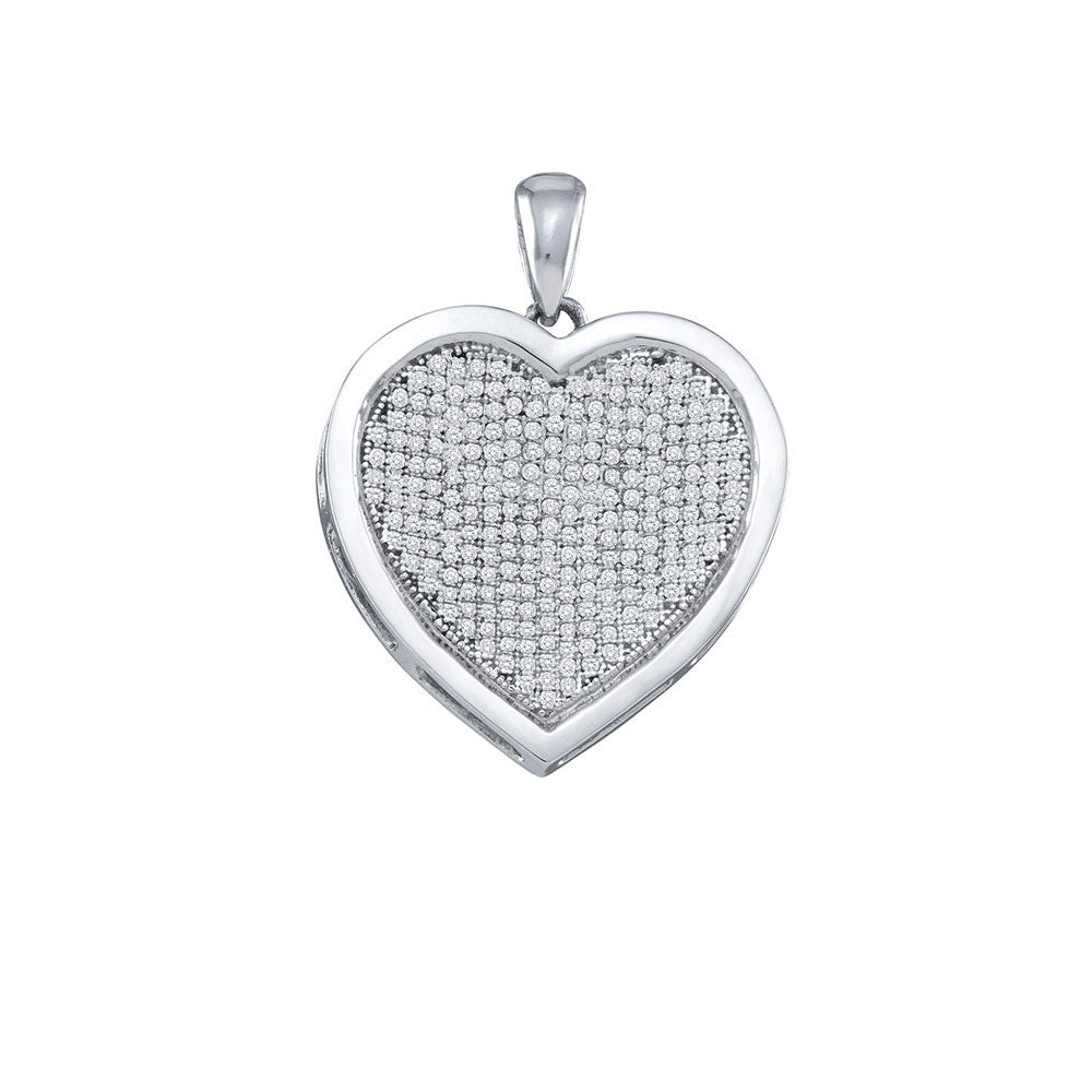 10kt White Gold Womens Round Diamond Heart Pendant 3/4 Cttw