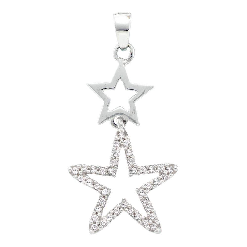 10kt White Gold Womens Round Diamond Star Pendant 1/10 Cttw