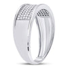 10k White Gold Mens Round Diamond Micropave Wedding Anniversary Band Ring 1/3 Cttw